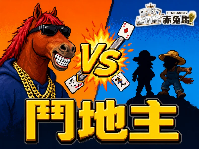 鬥地主：嘻哈赤兔馬與撲克牌像素風圖